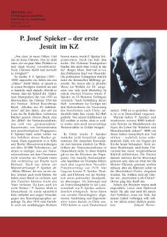 Katholische Monatsschrift „Der Fels - Katholisches Wort in die Zeit“, 35. Jahr, Nr. 4, April 2004 auf Seite 32: Pater Josef Spieker SJ